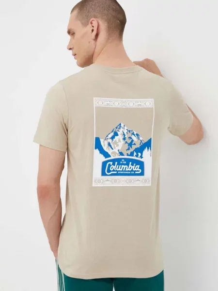 Тениска Columbia с принт бежово
