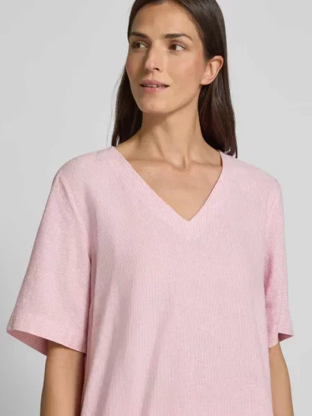 Bluzka lniana o kroju regular fit z dekoltem w serek model ‘Lava’ Free/quent