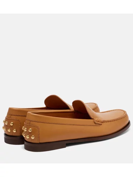 Pantofi loafer Tod's din piele cu tepi maro