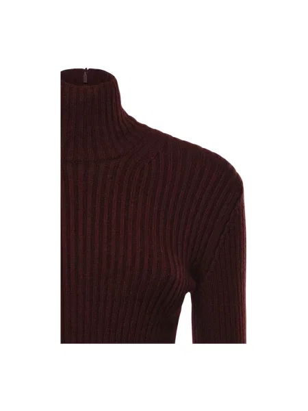 Lniany sweter z golfem Max Mara czerwony