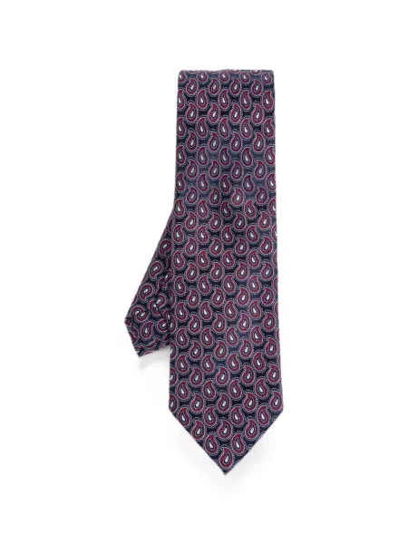 Cravată Etro de mătase cu imagine cu model paisley albastru