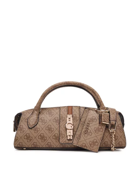 Guess Torebka Yvonne Logo Mini jasny brązowy