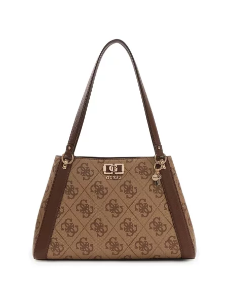 Crossbody kabelka Guess s autogramom hnedá