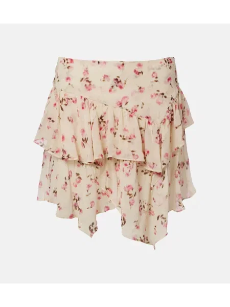 Fustă Marant Etoile cu model floral cu volane bej