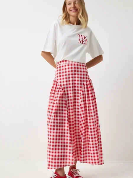 Fustă Happiness İstanbul din poplin roz