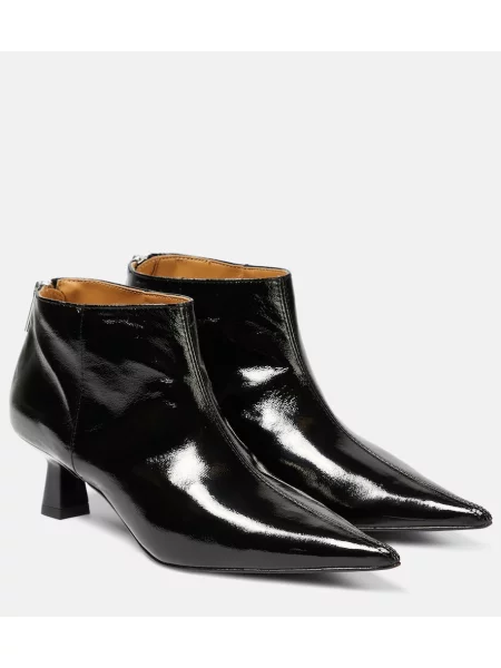 Cizme scurte Ganni din piele negru