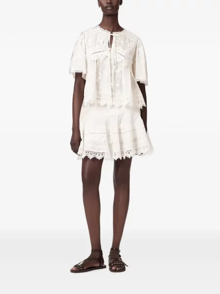 Scurt top Allsaints cu broderie alb
