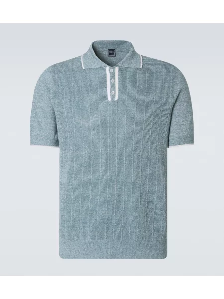 Lanena majica Fedeli modra