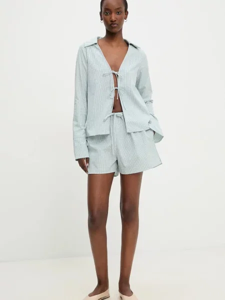 Шорти Answear Lab візерунок висока посадка зелений