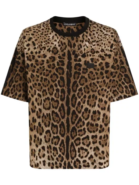 Tricou Dolce & Gabbana cu imagine cu model leopard maro