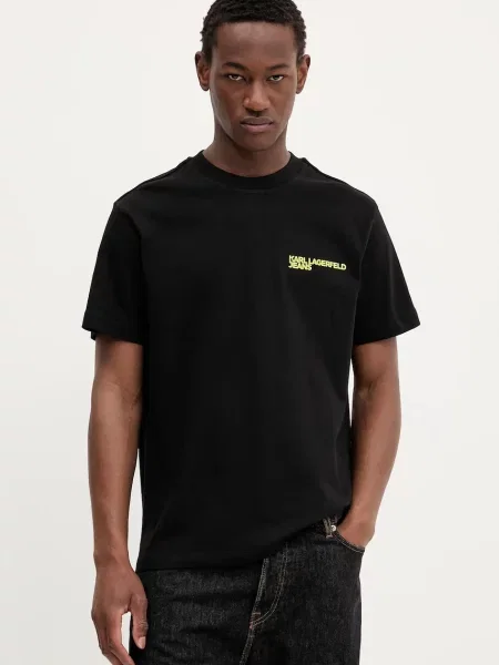 Karl Lagerfeld Jeans tricou din cu imprimeu negru