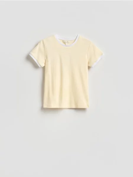 Reserved Tricou cu margine contrast galben-deschis galben