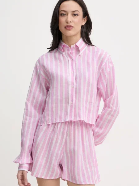 Paramidonna koszula lniana Ida różowa