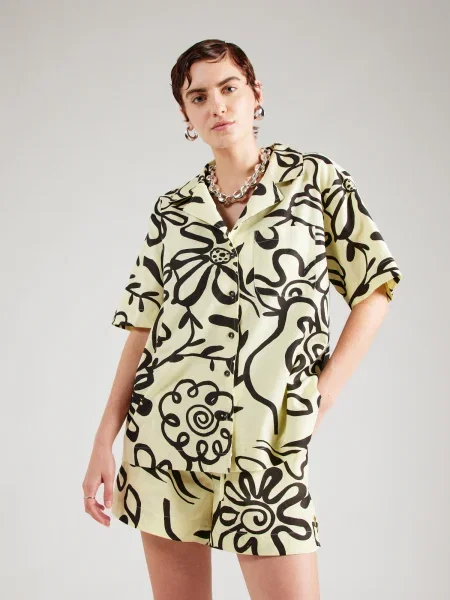 TOPSHOP Bluză galben deschis negru