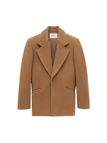 Krótka marynarka Saint Laurent wełniana brązowa