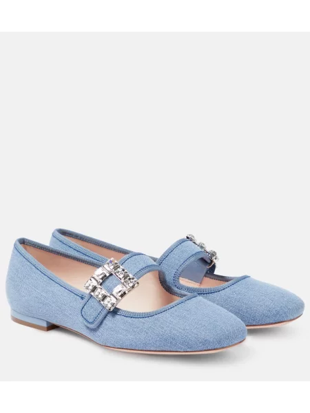 Balerini Roger Vivier cu cataramă albastru