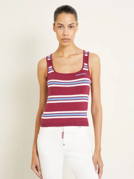 Dzianinowy top Dsquared2 na ramiączkach czerwony