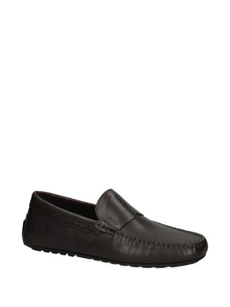 Pantofi loafer Boss din piele cu imagine maro