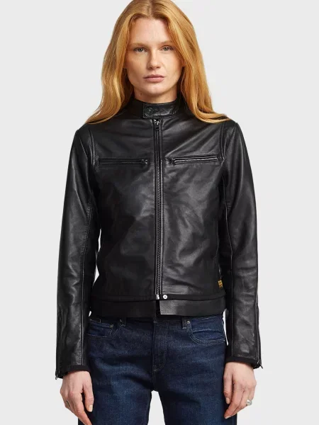 Байкерська шкіряна куртка G-star Raw чорна