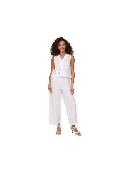 Pantaloni Only lungi alb