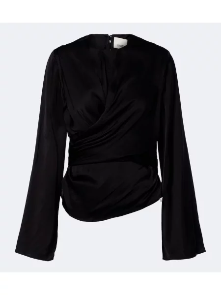 Top Isabel Marant din satin drapat negru