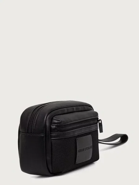 Pungă cosmetică Armani Exchange din piele negru
