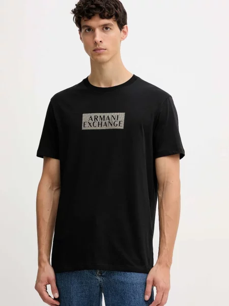 Тениска Armani Exchange с принт черно