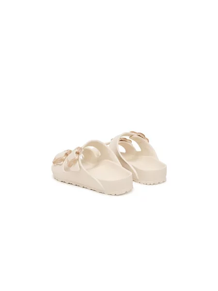 Papucs Birkenstock Arizona Flower Buckle fehér