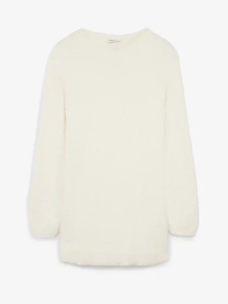Sweter ciążowy 2 w 1 w optyce pluszowej z rozcięciami do karmienia piersią beżowy
