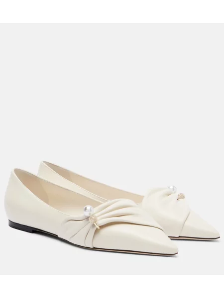 Balerini Jimmy Choo din piele alb