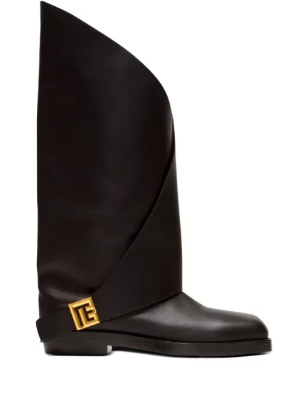Botine Balmain din piele fără toc negru