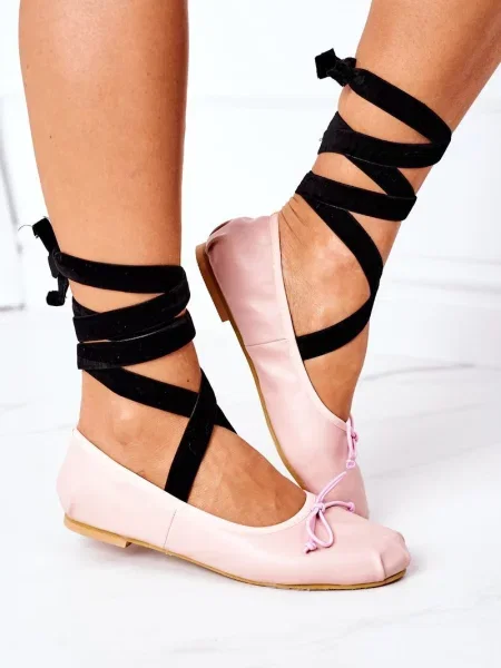 Балеринки Boto с връзки розово
