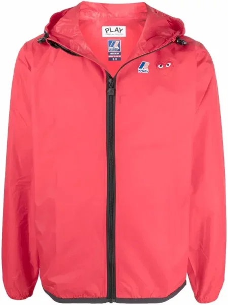 Geacă Comme Des Garcons Play cu glugă roșu