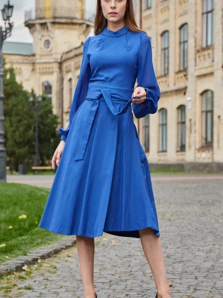 Сукня міді LadyLike текстиль синій