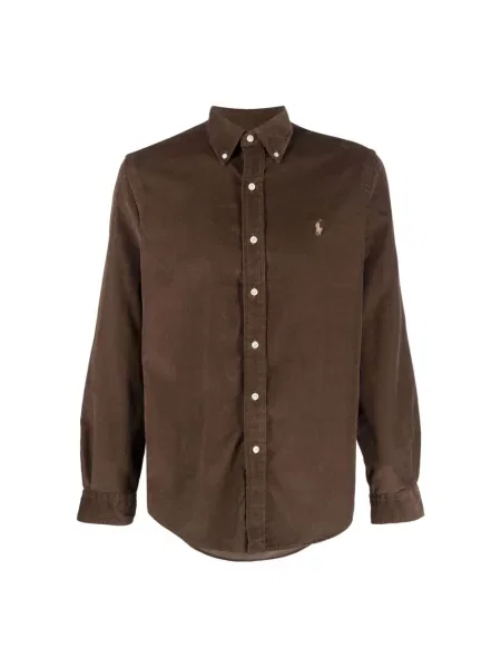 Haftowana koszula Polo Ralph Lauren brązowa