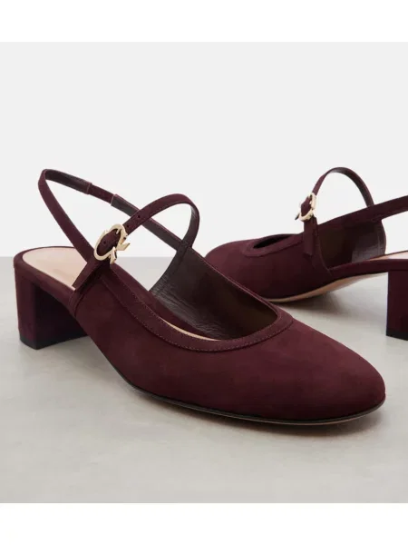 Pantofi cu toc Gianvito Rossi din piele de căprioară slingback bordo