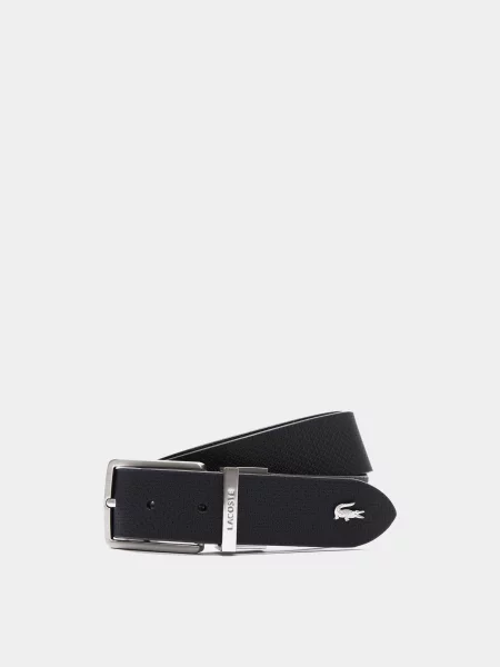 Кожаный ремень Lacoste с ремешками черный