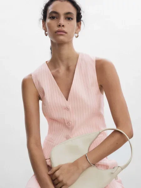 Жилет класичний MANGO світло-рожевий рожевий