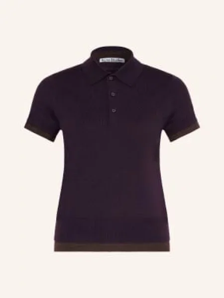 Acne Studios Pletené Polo Tričko tmavě / tmavě hnědá fialová