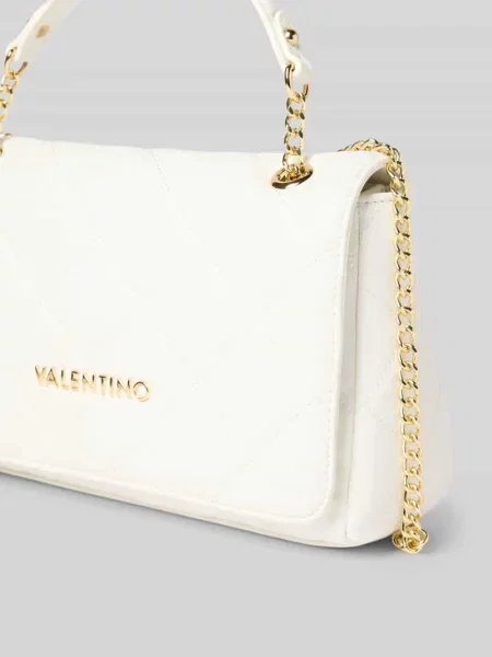 Lniana torebka crossbody Valentino Bags pikowana biała