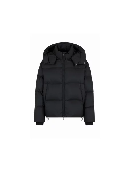 Kurtka puchowa Emporio Armani z kapturem czarna