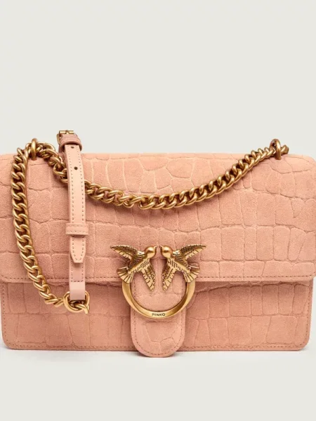 Pinko Geantă pe umăr LOVE ONE CLASSIC DC | piele întoarsă roz