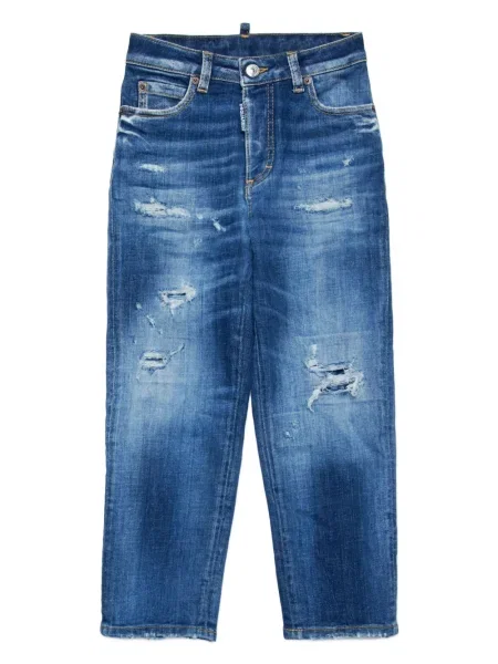 Jeansy straight leg dziecięce Dsquared2 niebieskie