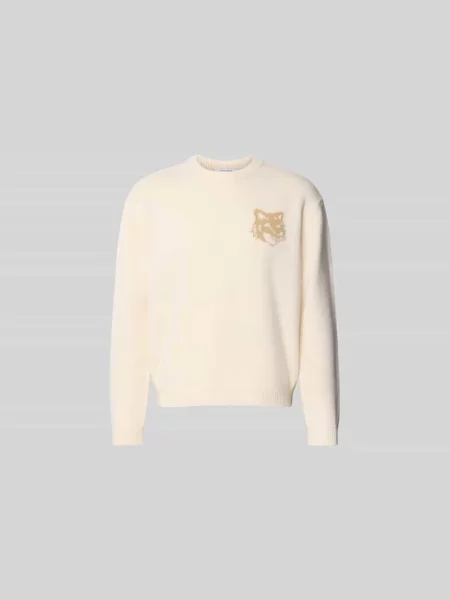 Sweter z nadrukiem z logo Maison Kitsune biały