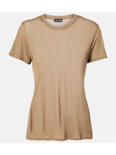 Tricou Tom Ford din jerseu bej
