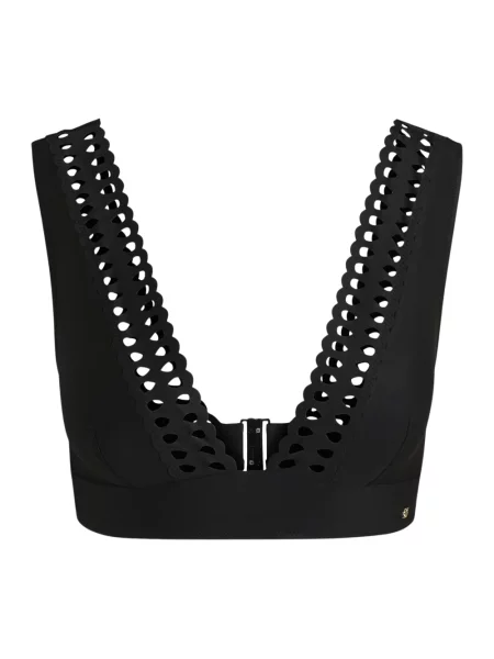Top bikini z falistym wykończeniem model ‘EYELET’ Boss czarny