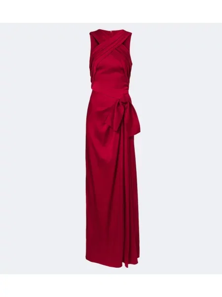 Rochie Elie Saab din satin drapată cu gât halter roșu