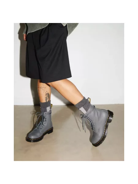 Botki Dr. Martens skórzane szare