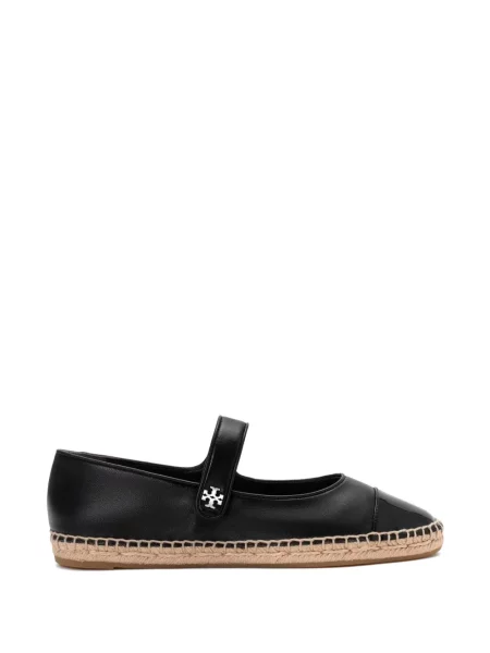 Șapcă Tory Burch din piele cu vârf închis negru