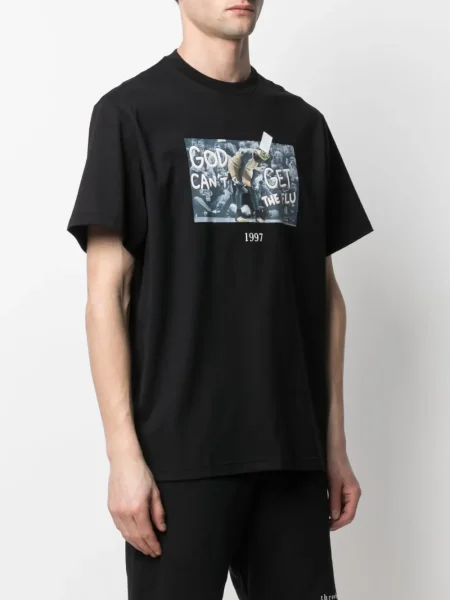 Tricou Throwback cu imagine cu decolteu rotund negru